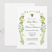 Baby Shower met Bij en Wilde Bloem Kaart (Voorkant / Achterkant)