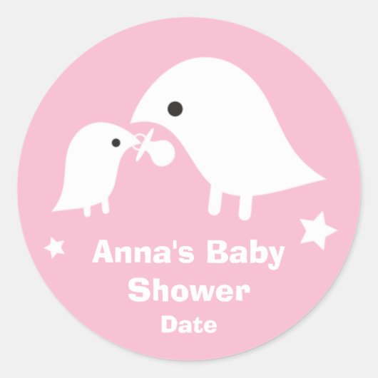 Baby shower met Birdie Moeder & Baby Sticker in Ro (Voorkant)