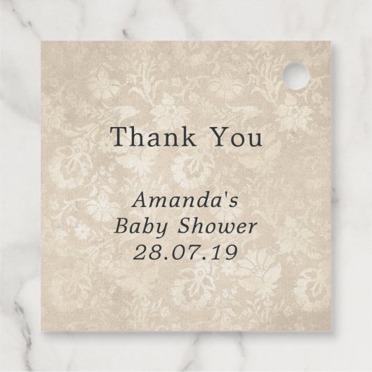 Baby shower met blaasvlieg van gloeiende vlinder bedankjes labels (Achterkant)