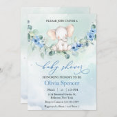 Baby shower met blauw flesje kaart (Voorkant / Achterkant)