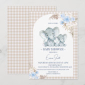 Baby shower met blauw flessenboog kaart (Voorkant / Achterkant)