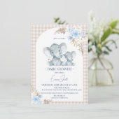 Baby shower met blauw flessenboog kaart (Staand voorkant)