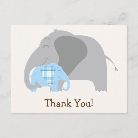 Baby shower met blauw geplakt Baby-olifant Briefkaart (Voorkant)