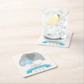 Baby shower met blauw geplakt Baby-olifant Kartonnen Onderzetters (Insitu)
