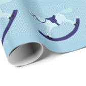 Baby shower met blauw gesteente cadeaupapier (Rol Hoek)