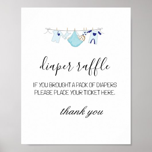 Baby shower met blauw tapellapapier, geschikt voor poster (Voorkant)