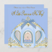 Baby shower met blauwe en goudprins kaart (Voorkant / Achterkant)