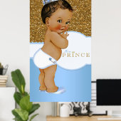 Baby shower met blauwe en goudprins poster (Thuiskantoor)