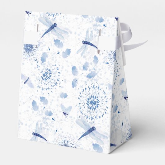 Baby Shower met Blauwe Libel Bloemen Bedankdoosjes (Achterkant)