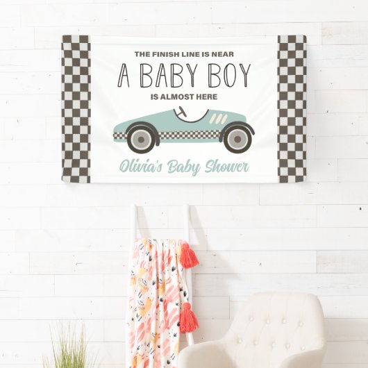 baby shower met blauwe loopauto spandoek (Insitu)