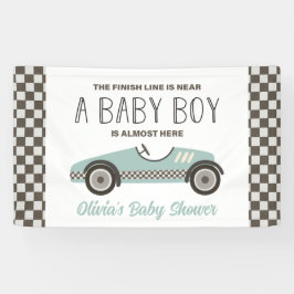baby shower met blauwe loopauto spandoek