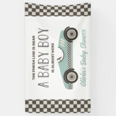 baby shower met blauwe loopauto spandoek (Verticaal)
