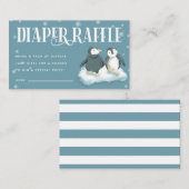 Baby shower met blauwe pinguïns - luierritssluitin informatiekaartje (Voorkant / Achterkant)