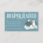 Baby shower met blauwe pinguïns - luierritssluitin informatiekaartje (Voorkant)