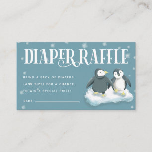 Baby shower met blauwe pinguïns - luierritssluitin informatiekaartje