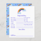 Baby shower met blauwe regenboog en advies (Voorkant / Achterkant)