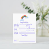 Baby shower met blauwe regenboog en advies (Staand voorkant)