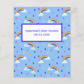 Baby shower met blauwe regenboog en advies (Achterkant)