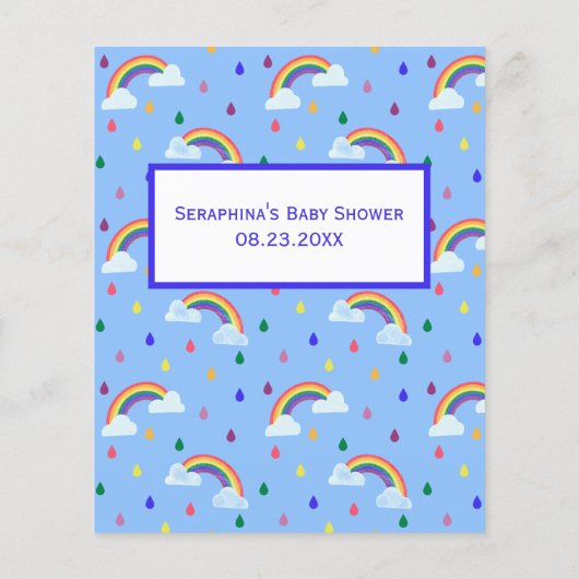Baby shower met blauwe regenboog en advies (Achterkant)