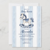 Baby shower met blauwe Rocking Horse Kaart (Voorkant)