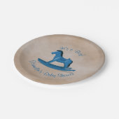 Baby shower met blauwe Rocking Horse Papieren Bordje (Gekanteld)