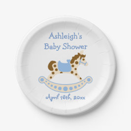Baby shower met blauwe Rockpaarden Papieren Bordje
