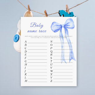 Baby shower met blauwe strik - Baby naam race spel