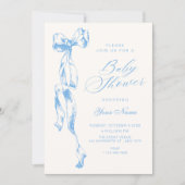 Baby shower met blauwe strik kaart (Voorkant)