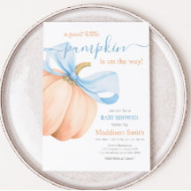 Baby Shower met Blauwe Strik Oranje Pompoen