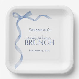 Baby Shower met Blauwe Strik Papieren Bordje