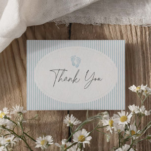  Baby shower met blauwe voetafdruk Bedankkaart