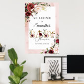 Baby shower met bloem en guldenbloem poster (Thuiskantoor)