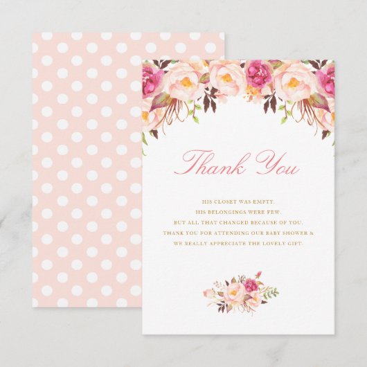 baby shower met blozen dank je creditcard bedankkaart (Voorkant / Achterkant)