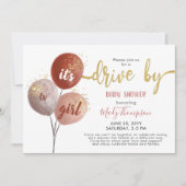 Baby shower met Blush-ballon en Sparkles Kaart (Voorkant)