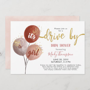 Baby shower met Blush-ballon en Sparkles Kaart