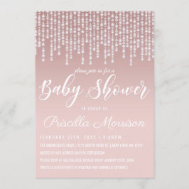 Baby shower met Blush Pink Hanging Diamond Lights Kaart