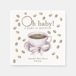 Baby shower met boog en koffiezetten servet