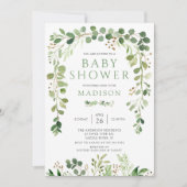 Baby shower met botanisch groen leder kaart (Voorkant)