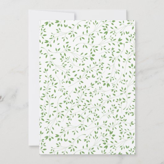 Baby shower met botanisch groen leder kaart (Achterkant)