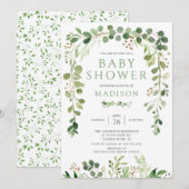 Baby shower met botanisch groen leder kaart (Voorkant / Achterkant)