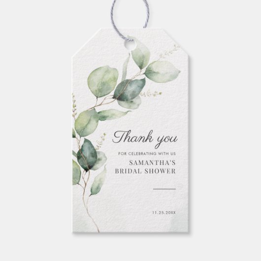 Baby shower met botanische Eucalyptusgriep Cadeaulabel (Voorkant)