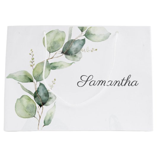 Baby shower met botanische Eucalyptusgriep Groot Cadeauzakje (Voorkant)