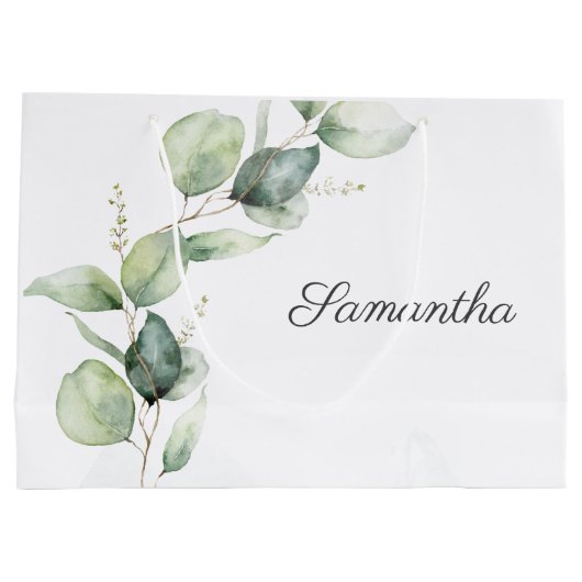 Baby shower met botanische Eucalyptusgriep Groot Cadeauzakje (Achterkant)