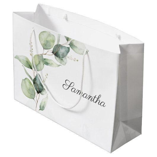Baby shower met botanische Eucalyptusgriep Groot Cadeauzakje (Achterkant Gekanteld)