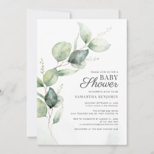 Baby shower met botanische Eucalyptusgriep Kaart