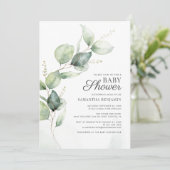 Baby shower met botanische Eucalyptusgriep Kaart (Staand voorkant)