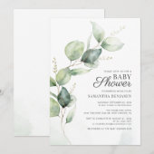 Baby shower met botanische Eucalyptusgriep Kaart (Voorkant / Achterkant)