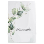 Baby shower met botanische Eucalyptusgriep Medium Cadeauzakje (Achterkant)