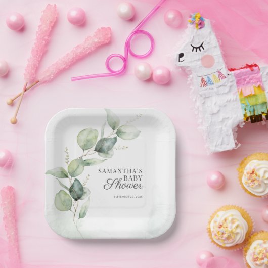 Baby shower met botanische Eucalyptusgriep Papieren Bordje (Feest)