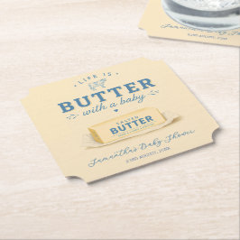Baby Shower met Boter Baby Leven is Boter Met een  Kartonnen Onderzetters